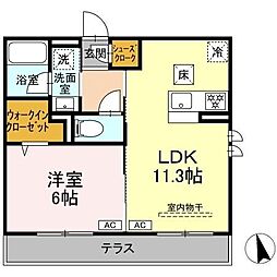 レジデンス オークリーフ 1LDKの間取図画像
