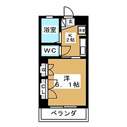 岡島ビル 1Kの間取図画像