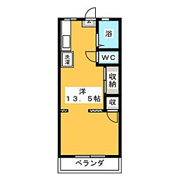 レジデンスニシイ1号棟 ワンルームの間取図画像