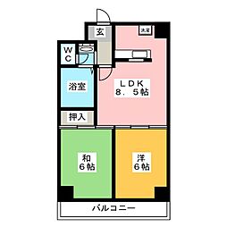 内田ビル 2LDKの間取図画像
