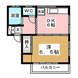 コーポけやき 1DKの間取図画像