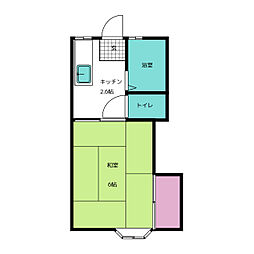 千寿荘貮号舘 1Kの間取図画像