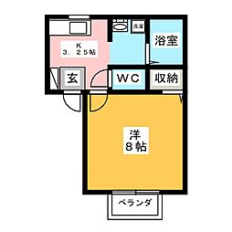 グリンゲイブル小田原 1Kの間取図画像