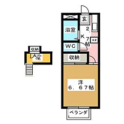 霊屋第1コーポナバタ 1Kの間取図画像
