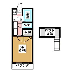 エアリーヒルズ 1Kの間取図画像