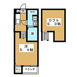 セレーナ仙台ドゥーエ ワンルームの間取図画像