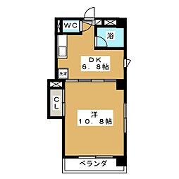 サンワイド42 1DKの間取図画像