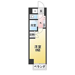 アイショウプラザ北五番丁 1Kの間取図画像