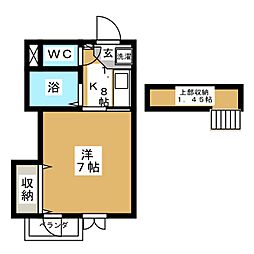 アクセス1 1Kの間取図画像