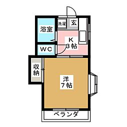 アーバンハイツ神明 1Kの間取図画像