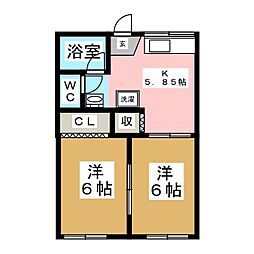 桜ヶ丘ガーデン 2Kの間取図画像