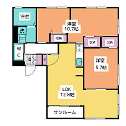Prime米ケ袋 2LDKの間取図画像