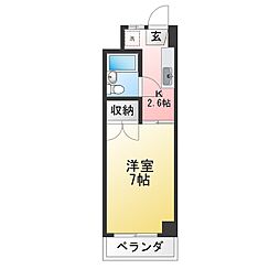 ドウェリング斎藤16 1Kの間取図画像
