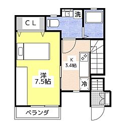 アクシア西鹿島II 1Kの間取図画像