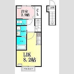 仙台市青葉区小田原8丁目アパート 1LDKの間取図画像