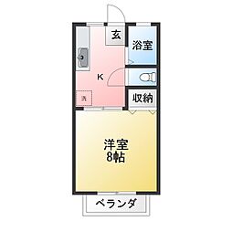 サンシティ桜ヶ丘 1Kの間取図画像