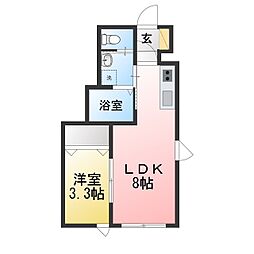 青空とそよ風のメゾン 1LDKの間取図画像