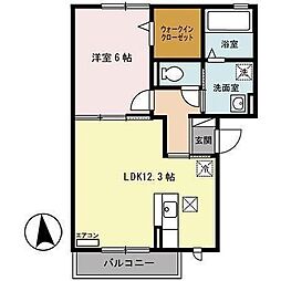 ブライト木町 1LDKの間取図画像