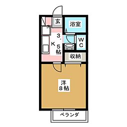 サンガーデンオヤマ 1Kの間取図画像