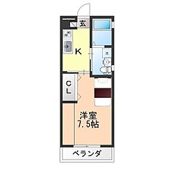 レセナ1 1Kの間取図画像