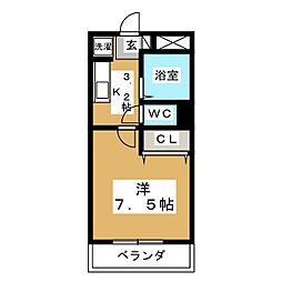 メゾンドレーヌ 1Kの間取図画像