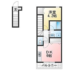 バーシティーハウス子平町 1DKの間取図画像