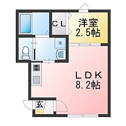 仙台市青葉区台原3丁目アパート 1LDKの間取図画像