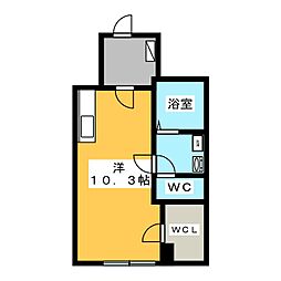 アサヒレジデンス5 ワンルームの間取図画像