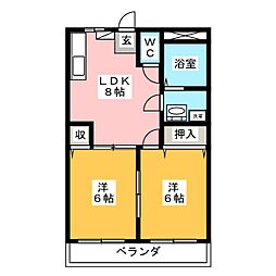 グリーンマンション細谷 2LDKの間取図画像