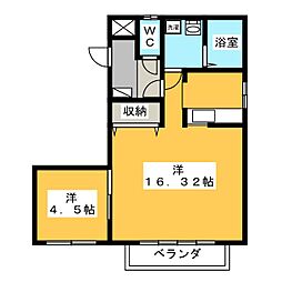 サンライズマミー 2階1LDKの間取り