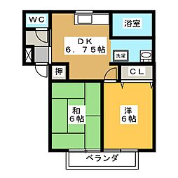 コーポラス中妻3 2DKの間取図画像