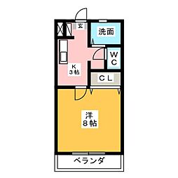 コーポ金田 1Kの間取図画像