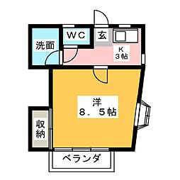 LaforetMiyuki 1Kの間取図画像