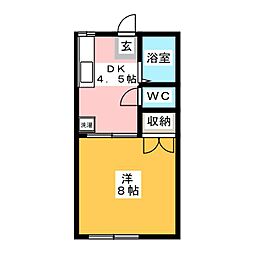 鶴田ローズタウンA 1Kの間取図画像