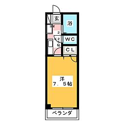 ランドワンＢ 1階1Kの間取り