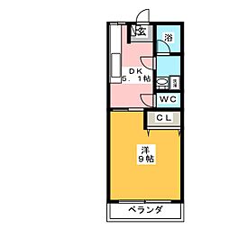 コモドカーサ下小出 1階2Kの間取り