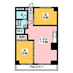 シェモワ前橋 5階2LDKの間取り