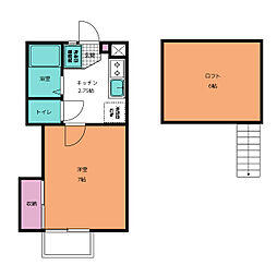グランドフォーレII 2階1Kの間取り
