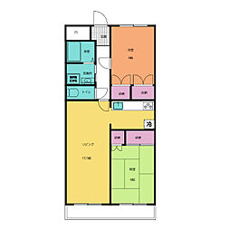 Ｍハイツ 2階2LDKの間取り