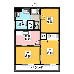 レジデンス・ラ・セーヌ 2階3DKの間取り