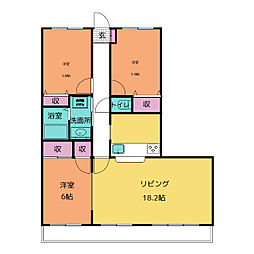 東伝ビル 3階3LDKの間取り