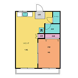 コミューン石原 1LDKの間取図画像