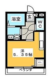シエルブルー前橋 2階ワンルームの間取り