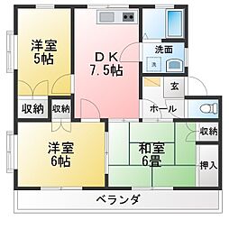 メゾニティB 3DKの間取図画像
