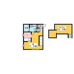 プリマ前橋朝倉 1Kの間取図画像