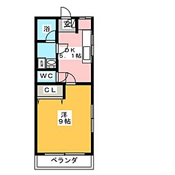 コモドカーサ下小出 1DKの間取図画像