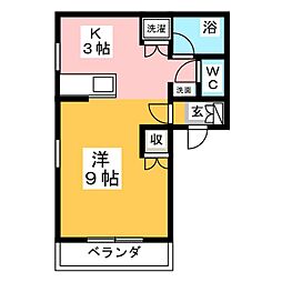 メープルハイツ ワンルームの間取図画像