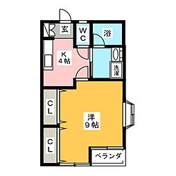ハイツタウン・フラット1 1Kの間取図画像
