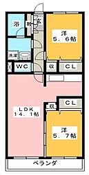 ソレアードM 2LDKの間取図画像