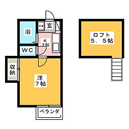 フェアリーベル 1Kの間取図画像